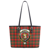 Stewart Royal Modern Tartan Crest Leather Tote Bag